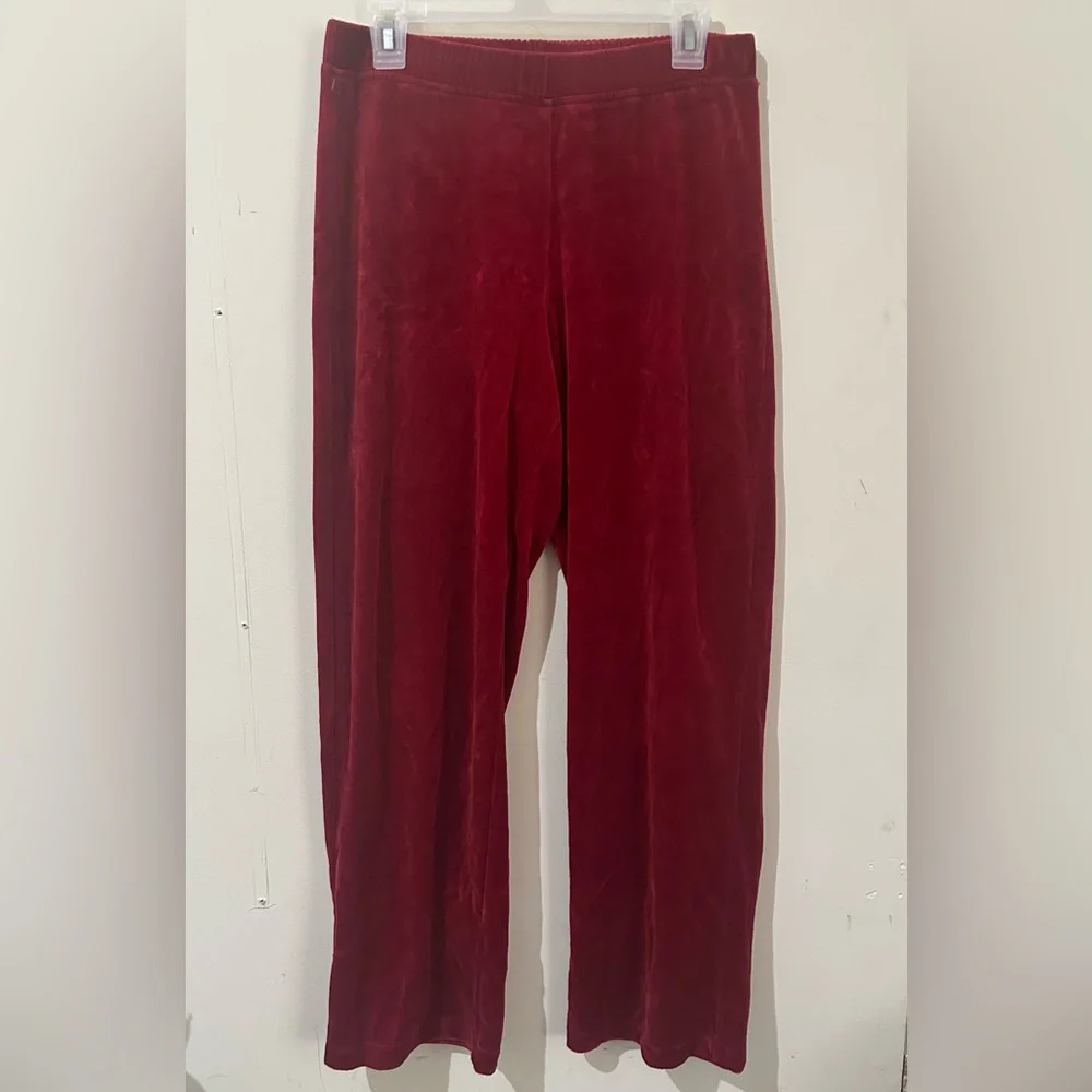 Lauren Ralph Lauren Small Red Velvet Velour Track Pants Athleisure